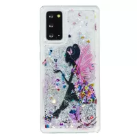 Glitter Powder Embossed Pattern Printing Quicksand TPU Case for Samsung Galaxy Note20/Note20 5G - Flower Fairy