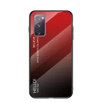Gradient Color Tempered Glass + PC + TPU Combo Back Case for Samsung Galaxy S20 FE 5G/Fan Edition 5G/S20 FE/Fan Edition/S20 Lite - Red/Black