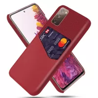 KSQ Card Holder Cloth + PU Leather Coated PC Back Cover for Samsung Galaxy S20 FE/S20 Fan Edition/S20 FE 5G/S20 Fan Edition 5G/S20 Lite - Red