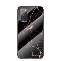 Marble Grain Pattern Tempered Glass PC + TPU Combo Case for Samsung Galaxy S20 FE 5G/Fan Edition 5G/S20 FE/Fan Edition/S20 Lite - Black/Gold