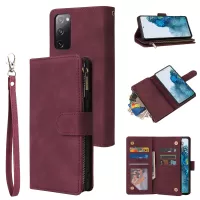 For Samsung Galaxy S20 FE/S20 Fan Edition/S20 FE 5G/S20 Fan Edition 5G/S20 Lite Cell Phone Cover Multiple Card Slots PU Leather Wallet Phone Covering Case - Red