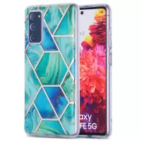 IML IMD Marble Pattern 2.0mm TPU Phone Cover Case Electroplating for Samsung Galaxy S20 FE 4G/FE 5G/S20 Lite  - Cyan / Blue