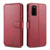 AZNS Wallet Leather Stand Case for Samsung Galaxy S20 FE/S20 Fan Edition/S20 FE 5G/S20 Fan Edition 5G/S20 Lite - Red