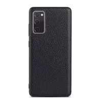 For Samsung Galaxy S20 FE/Fan Edition/S20 FE 5G/Fan Edition 5G/S20 Lite Litchi Texture Genuine Leather Coated TPU PC Combo Case - Black