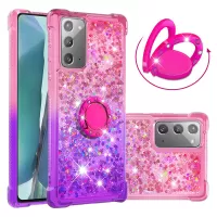 Quicksand TPU Case for Samsung Galaxy Note20/Note20 5G Gradient Kickstand Shockproof Shell - Rose / Purple