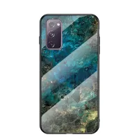 Marble Grain Pattern Tempered Glass PC + TPU Combo Case for Samsung Galaxy S20 FE 5G/Fan Edition 5G/S20 FE/Fan Edition/S20 Lite - Emerald