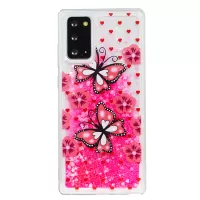 Glitter Powder Embossed Pattern Printing Quicksand TPU Case for Samsung Galaxy Note20/Note20 5G - Butterfly and Blossom