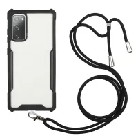 Acrylic+TPU Shockproof Phone Case with Strap for Samsung Galaxy S20 FE 4G/FE 5G/S20 Lite - Black