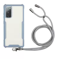 Acrylic+TPU Shockproof Phone Case with Strap for Samsung Galaxy S20 FE 4G/FE 5G/S20 Lite - Baby Blue