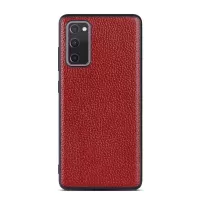 For Samsung Galaxy S20 FE/Fan Edition/S20 FE 5G/Fan Edition 5G/S20 Lite Litchi Texture Genuine Leather Coated TPU PC Combo Case - Red