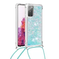 Dynamic Quicksand TPU Drop-proof Cell Phone Cover with Lanyard for Samsung Galaxy S20 FE 4G/FE 5G/S20 Lite - Baby Blue