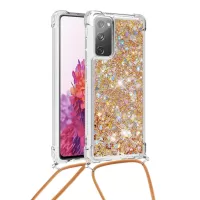 Dynamic Quicksand TPU Drop-proof Cell Phone Cover with Lanyard for Samsung Galaxy S20 FE 4G/FE 5G/S20 Lite - Gold