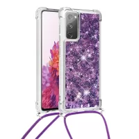 Dynamic Quicksand TPU Drop-proof Cell Phone Cover with Lanyard for Samsung Galaxy S20 FE 4G/FE 5G/S20 Lite - Purple