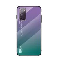 Gradient Color Tempered Glass + PC + TPU Combo Back Case for Samsung Galaxy S20 FE 5G/Fan Edition 5G/S20 FE/Fan Edition/S20 Lite - Purple/Green