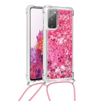 Dynamic Quicksand TPU Drop-proof Cell Phone Cover with Lanyard for Samsung Galaxy S20 FE 4G/FE 5G/S20 Lite - Rose