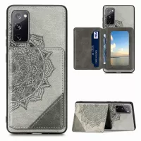 Mandala Flower Pattern PU Leather+TPU Flip Wallet Phone Case for Samsung Galaxy S20 FE 4G/FE 5G/S20 Lite  - Grey