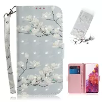 For Samsung Galaxy S20 FE/S20 Fan Edition/S20 FE 5G/S20 Fan Edition 5G/S20 Lite Light Spot Decor Pattern Printing Wallet Stand Leather Phone Case with Strap - Flower