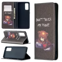 Auto-absorbed Stylish Patterned PU Leather Stand Phone Case for Samsung Galaxy S20 FE 4G/FE 5G/S20 Lite - Bear
