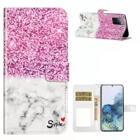 Light Spot Decor Pattern Printing Leather Case for Samsung Galaxy S20 FE/S20 Fan Edition/S20 FE 5G/S20 Fan Edition 5G/S20 Lite - Rose and White
