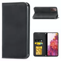 Auto-absorbed Vintage Style Leather Phone Case Cover for Samsung Galaxy S20 FE 4G/FE 5G/S20 Lite  - Black