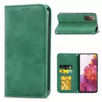 Auto-absorbed Vintage Style Leather Phone Case Cover for Samsung Galaxy S20 FE 4G/FE 5G/S20 Lite  - Green