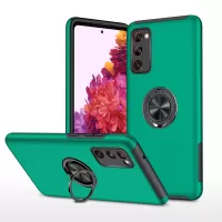 Ring Shape Kickstand Design Shock Absorption Hybrid Phone Case Cover for Samsung Galaxy S20 FE/S20 Fan Edition/S20 FE 5G/S20 Fan Edition 5G/S20 Lite - Blackish Green
