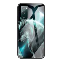 Pattern Printing Tempered Glass + TPU Case Cover for Samsung Galaxy S20 FE/S20 FE 5G/S20 Lite Phone Shell - Wolf