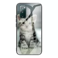 Pattern Printing Tempered Glass + TPU Case Cover for Samsung Galaxy S20 FE/S20 FE 5G/S20 Lite Phone Shell - Cat