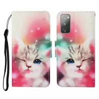 Pattern Printing Wallet Design Phone Cover PU Leather Stand Case with Strap for Samsung Galaxy S20 FE/S20 Fan Edition/S20 FE 5G/S20 Fan Edition 5G/S20 Lite - Cute Cat