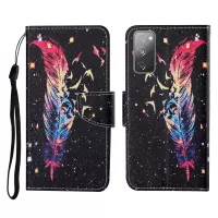 Pattern Printing Wallet Design Phone Cover PU Leather Stand Case with Strap for Samsung Galaxy S20 FE/S20 Fan Edition/S20 FE 5G/S20 Fan Edition 5G/S20 Lite - Feather