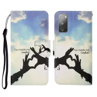 Pattern Printing Wallet Design Phone Cover PU Leather Stand Case with Strap for Samsung Galaxy S20 FE/S20 Fan Edition/S20 FE 5G/S20 Fan Edition 5G/S20 Lite - Heart Shape