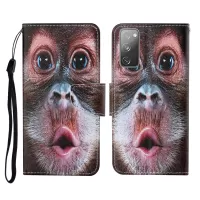 Pattern Printing Wallet Design Phone Cover PU Leather Stand Case with Strap for Samsung Galaxy S20 FE/S20 Fan Edition/S20 FE 5G/S20 Fan Edition 5G/S20 Lite - Monkey