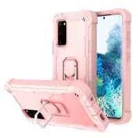 Shockproof PC + Silicone Phone Case with Built-in Kickstand Design for Samsung Galaxy S20 FE/S20 Fan Edition/S20 FE 5G/S20 Fan Edition 5G/S20 Lite - Rose Gold