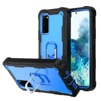 Shockproof PC + Silicone Phone Case with Built-in Kickstand Design for Samsung Galaxy S20 FE/S20 Fan Edition/S20 FE 5G/S20 Fan Edition 5G/S20 Lite - Black/Blue