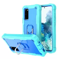Shockproof PC + Silicone Phone Case with Built-in Kickstand Design for Samsung Galaxy S20 FE/S20 Fan Edition/S20 FE 5G/S20 Fan Edition 5G/S20 Lite - Aqua/Blue