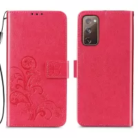 Clover Pattern Imprinting Leather Stand Case with Wallet Design for Samsung Galaxy S20 FE/S20 Fan Edition/S20 FE 5G/S20 Fan Edition 5G/S20 Lite - Red