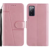 Full Protection Wallet Stand Design Concise Splicing Leather Phone Cover Case with Strap for Samsung Galaxy S20 FE/S20 Fan Edition/S20 FE 5G/S20 Fan Edition 5G/S20 Lite - Pink