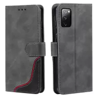 Skin-Feel Tri-Color Splicing PU Leather Wallet Phone Case Stand Cover for Samsung Galaxy S20 FE/S20 Fan Edition/S20 FE 5G/S20 Fan Edition 5G/S20 Lite - Grey