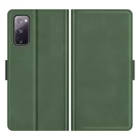 PU Leather Phone Wallet Stand Case Shell with Dual Magnetic Clasp Closure for Samsung Galaxy S20 FE/S20 Fan Edition/S20 FE 5G/S20 Fan Edition 5G/S20 Lite - Blackish Green