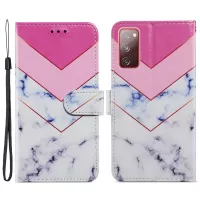 Pattern Printing Design PU Leather Folio Flip Case with Card Holder Slots & Wrist Strap for Samsung Galaxy S20 Lite / S20 FE 5G / 4G / S20 Fan Edition - Smoke Marble