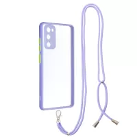 Transparent TPU + Acrylic Back Phone Cover Shell with Lanyard for Samsung Galaxy S20 FE/S20 Fan Edition/S20 FE 5G/S20 Fan Edition 5G/S20 Lite - Purple