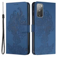 Wallet Stand Design Tiger Head Pattern Imprinting Leather Case for Samsung Galaxy S20 FE/S20 Fan Edition/S20 FE 5G/S20 Fan Edition 5G/S20 Lite - Blue