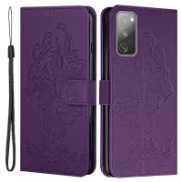 Wallet Stand Design Tiger Head Pattern Imprinting Leather Case for Samsung Galaxy S20 FE/S20 Fan Edition/S20 FE 5G/S20 Fan Edition 5G/S20 Lite - Purple