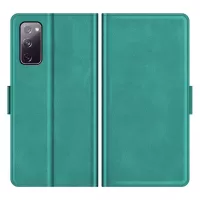 PU Leather Phone Wallet Stand Case Shell with Dual Magnetic Clasp Closure for Samsung Galaxy S20 FE/S20 Fan Edition/S20 FE 5G/S20 Fan Edition 5G/S20 Lite - Cyan