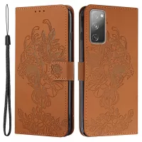Wallet Stand Design Tiger Head Pattern Imprinting Leather Case for Samsung Galaxy S20 FE/S20 Fan Edition/S20 FE 5G/S20 Fan Edition 5G/S20 Lite - Brown