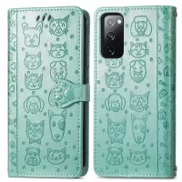 Imprint Cat Dog Pattern Leather Case with Stand Wallet for Samsung Galaxy S20 Lite/S20 FE/S20 Fan Edition/S20 FE 5G/S20 Fan Edition 5G - Green