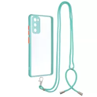 Transparent TPU + Acrylic Back Phone Cover Shell with Lanyard for Samsung Galaxy S20 FE/S20 Fan Edition/S20 FE 5G/S20 Fan Edition 5G/S20 Lite - Green