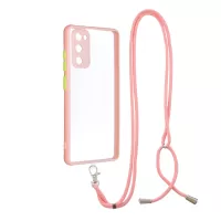 Transparent TPU + Acrylic Back Phone Cover Shell with Lanyard for Samsung Galaxy S20 FE/S20 Fan Edition/S20 FE 5G/S20 Fan Edition 5G/S20 Lite - Pink