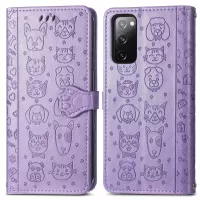 Imprint Cat Dog Pattern Leather Case with Stand Wallet for Samsung Galaxy S20 Lite/S20 FE/S20 Fan Edition/S20 FE 5G/S20 Fan Edition 5G - Purple