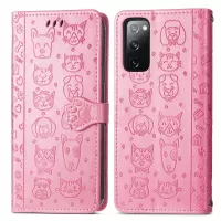 Imprint Cat Dog Pattern Leather Case with Stand Wallet for Samsung Galaxy S20 Lite/S20 FE/S20 Fan Edition/S20 FE 5G/S20 Fan Edition 5G - Pink